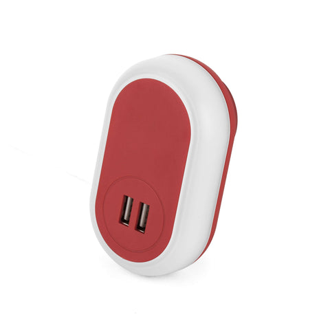 Ryker:Nightlight double USB port,Red / Blank
