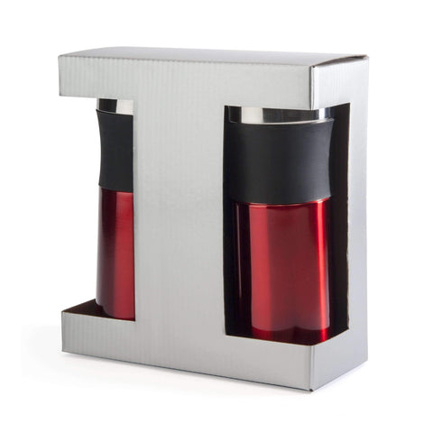  Ryker:dual travel 16 oz mug gift set,Red / Blank