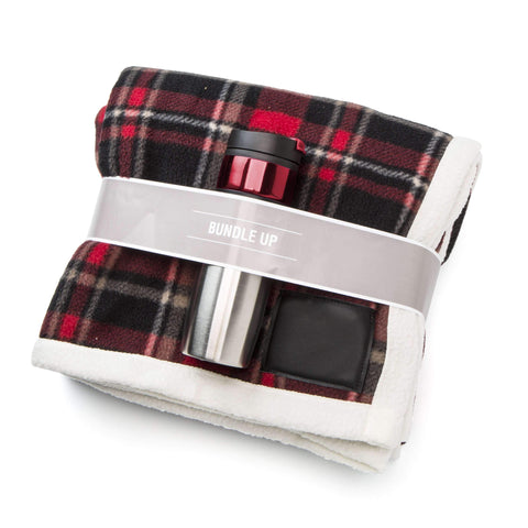  Ryker:plaid blanket gift set,Red / Blank